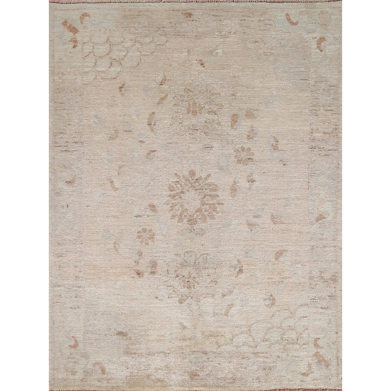 Tapis de style oriental végétal noué à la main 4 x 5 Art Deco
