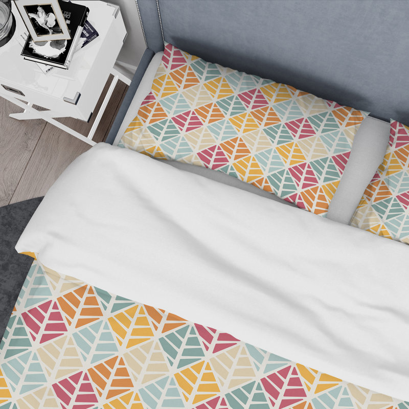 Diamond Retro X - Ensemble de housse de couette à motif abstrait rétro - Microfibre de polyester