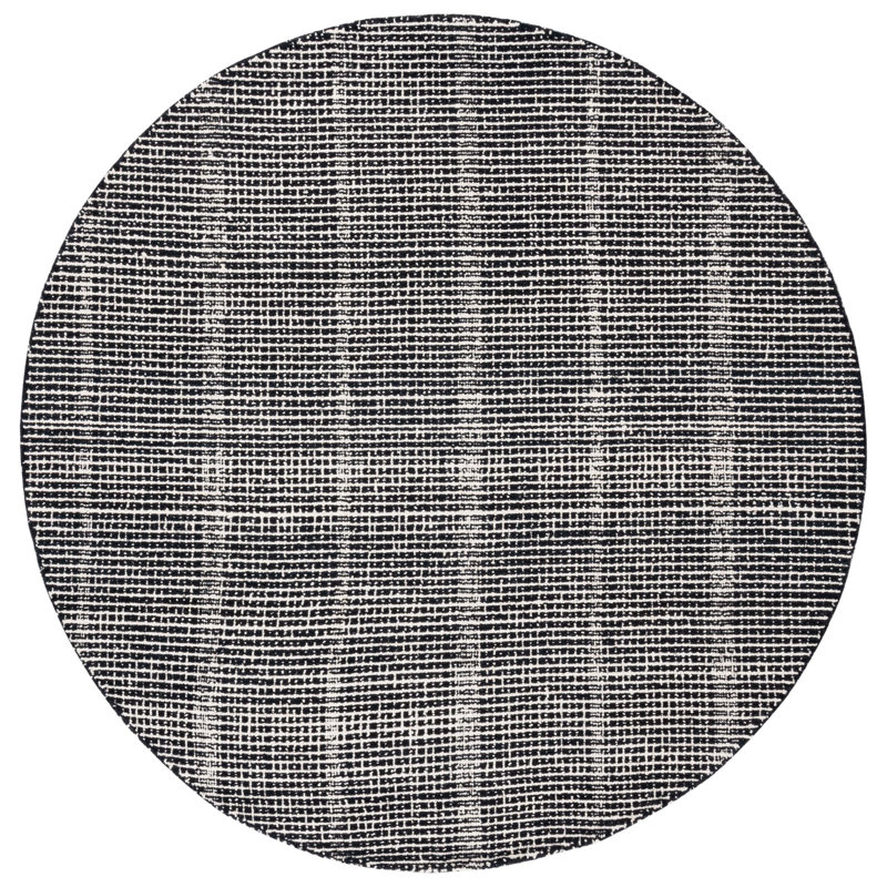 Tapis rayé en laine / coton touffeté à la main Moustapha, Rond 6 pi