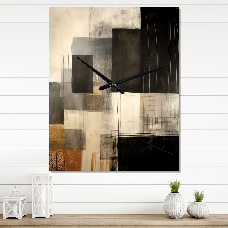 Jalayshia - Horloge murale abstraite Mid-Century, H 40 po x l 30 po x P 1 po