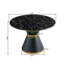 Table de salle à manger ronde en panneau de fibres à densité moyenne et marbre noir avec anneau annulaire doré (chaises non incluses)