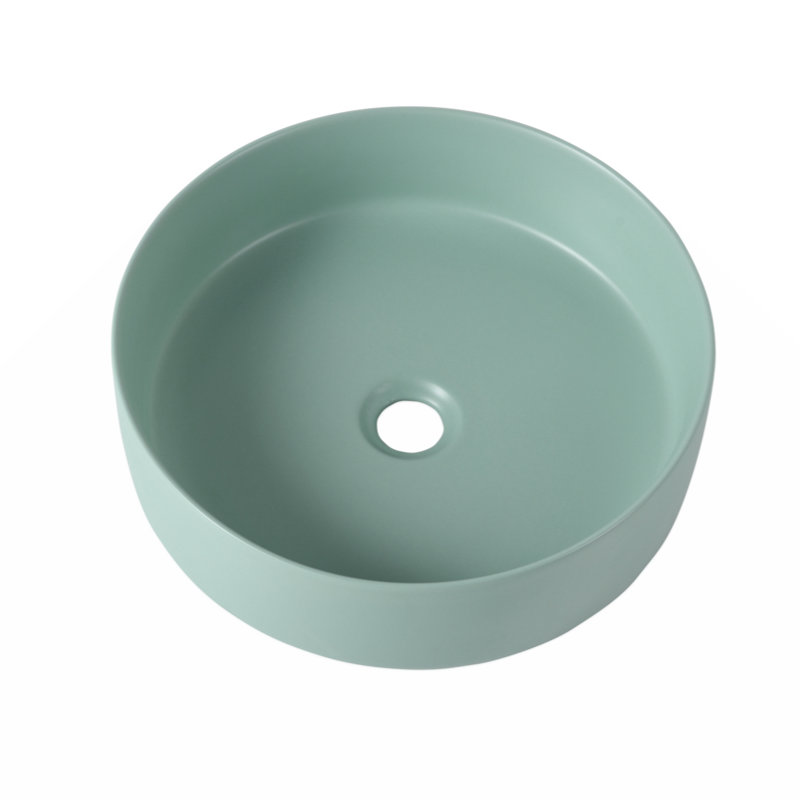 Wenty 15.7'' Ceramic Circular Bathroom Sink, Green