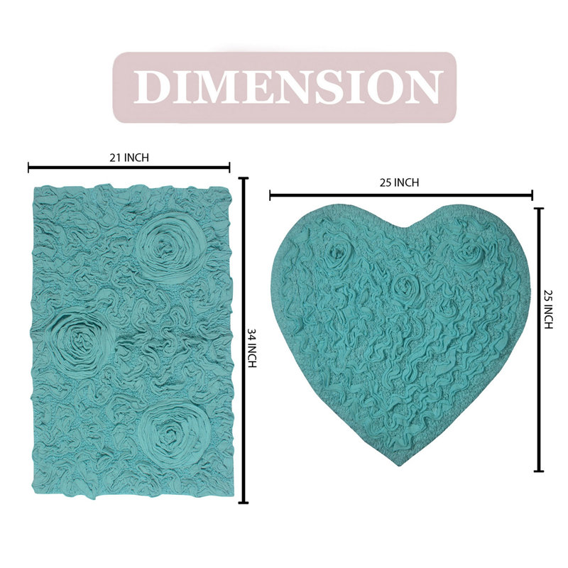 Ensemble de tapis pour salle de bain 2 pièces Freida, Turquoise