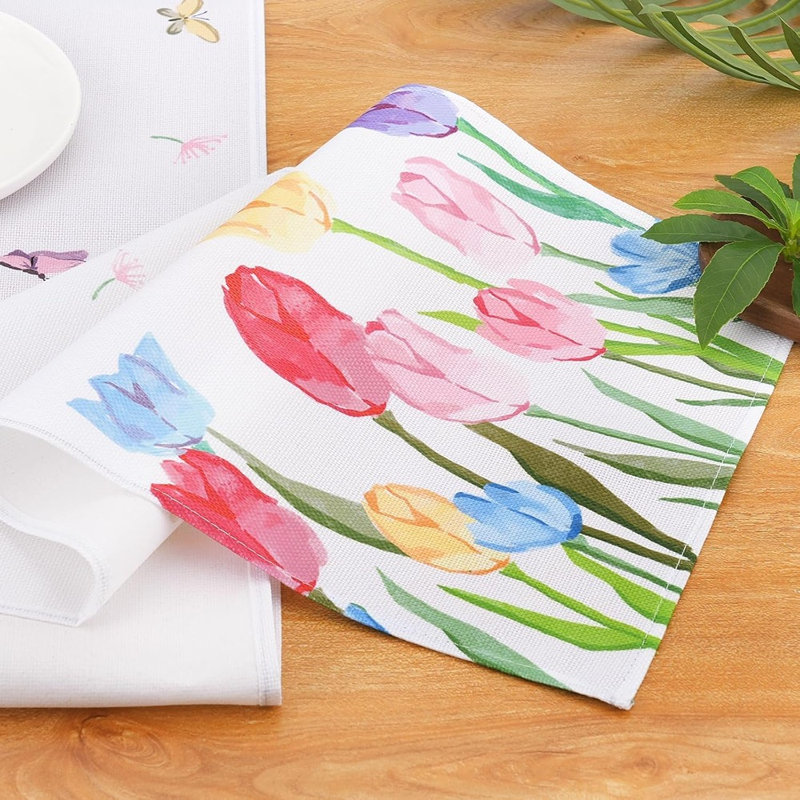 Chemin de table Tulip & Butterfly - Multicolore - Décoration de printemps et de Pâques