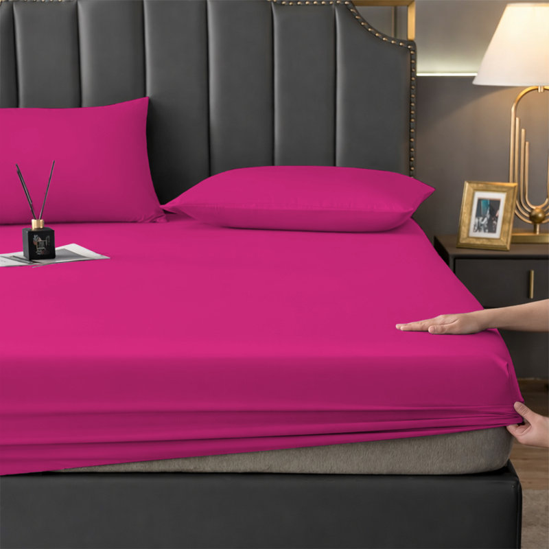 Aspire Homeware Premium 25cm Deep Fitted Sheet for Stylish and Comfortable Bedding, Super King (6'), Hot Pink