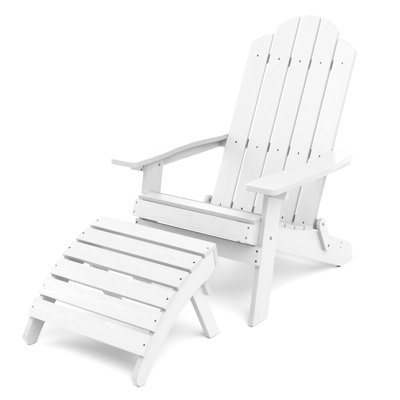 Chaise Adirondack pliante pour l'extérieur avec repose-pieds Facile à assembler et confortable Chaises Adirondack Chaise en plastique composite résistant aux intempéries pour l'extérieur