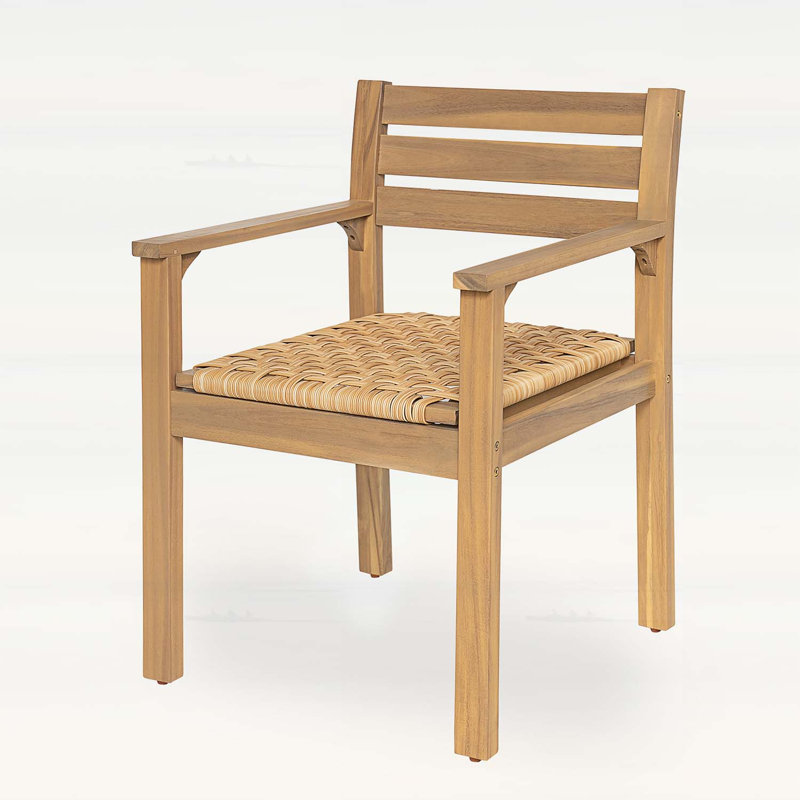 Ensemble de 2 chaises de salle à manger d'extérieur en bois d'acacia avec sièges tissés - Fauteuils de patio rustiques, durables et confortables pour tout environnement extérieur