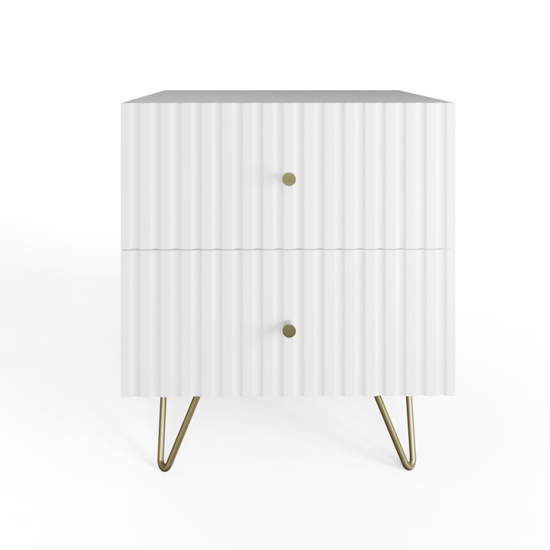 Alipio 40cm W Manufactured Wood Bedside Table, White