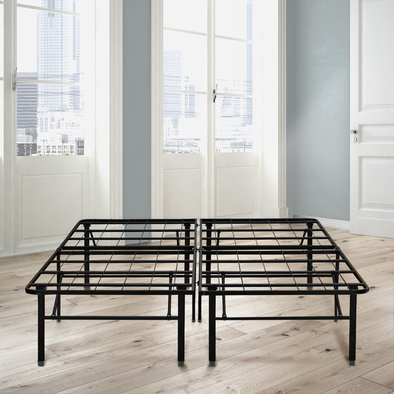  Base de lit plateforme en métal pleine grandeur 18 po, base de lit robuste avec assemblage facile sans outil, Grand