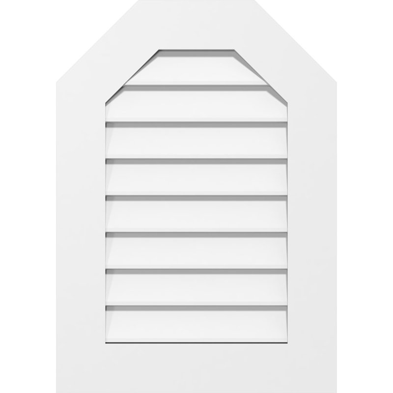 Octagonal Top Surface Mount Non-Functional Standard Frame PVC Gable Vent, 16" H x 32" W