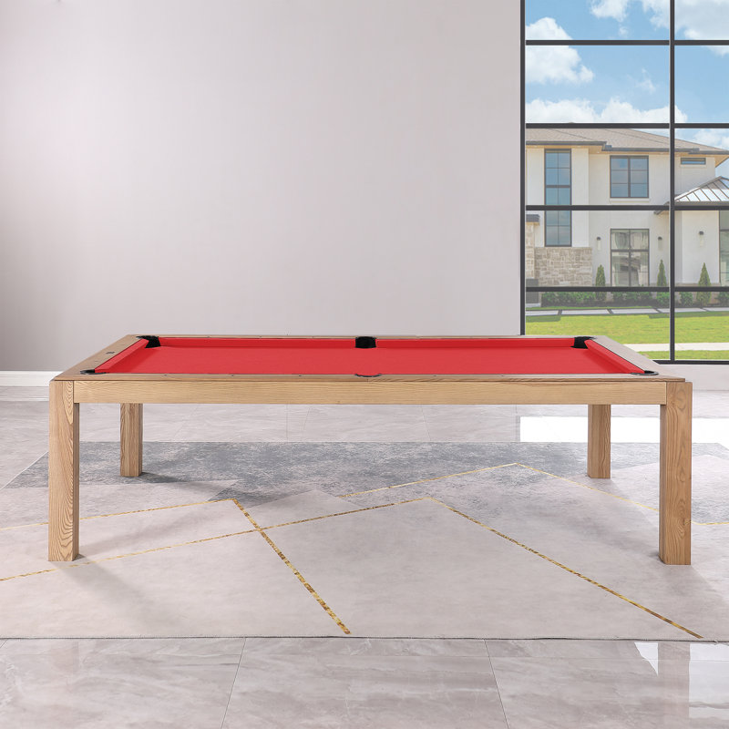 Table de billard en ardoise avec plateau de salle à manger Olivia, 7 pi, Frêne Rétro, Rouge