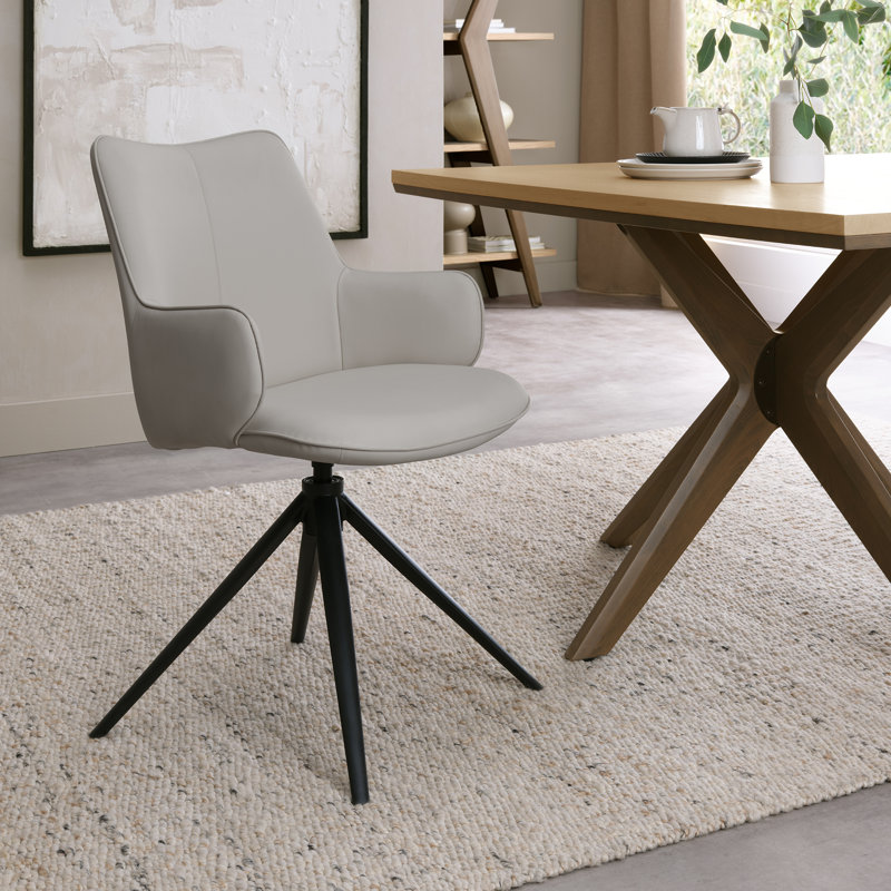 Adina 360° RETURN SWIVEL CHAIR - FAUX LEATHER - BLACK SAND POWDER COATED LEGS (SINGLE), Grey