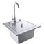 Four encastré en acier inoxydable de 32 po avec quatre brûleurs coulés en acier inoxydable de 32 po, brûleur arrière infrarouge, grilles de cuisson de 8 mm, porte double, tiroir, évier, lumières halogènes, plateau à graisse, poubelle, tiroir amovible