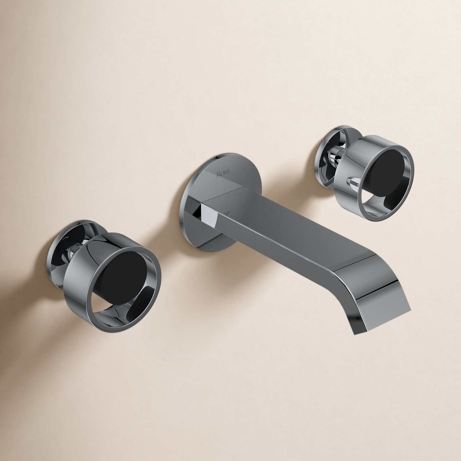 Linwood Wall Mounted Optional 2-handle Bathroom Faucet, Polished Chrome/Matte Black