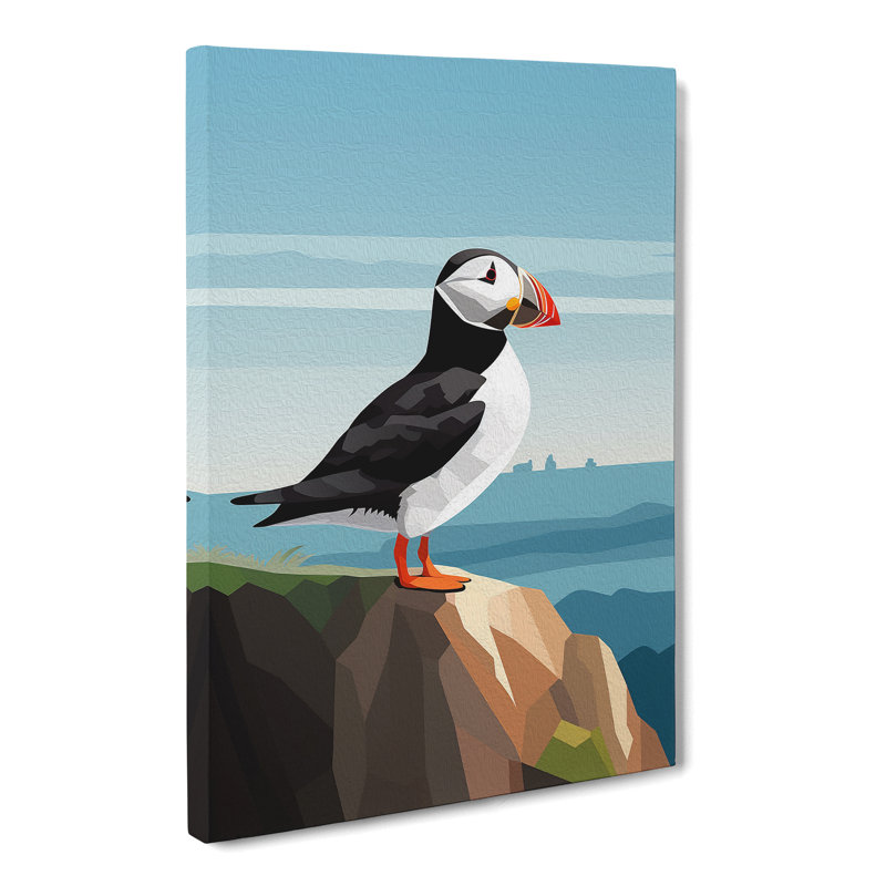 Puffin Minimalism Art - Wrapped Canvas, 50cm H x 35cm W x 3cm D