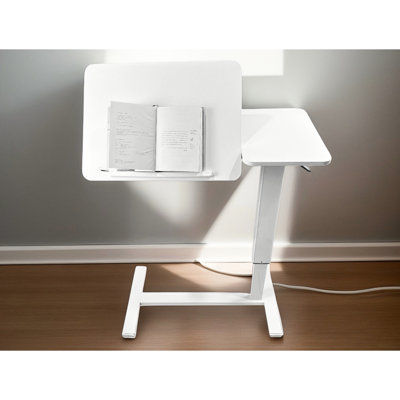 Mobile Rolling Laptop Stand In White, Height Adjustable Table For And Bed, Safe Comfortable - Tray Bedside Use