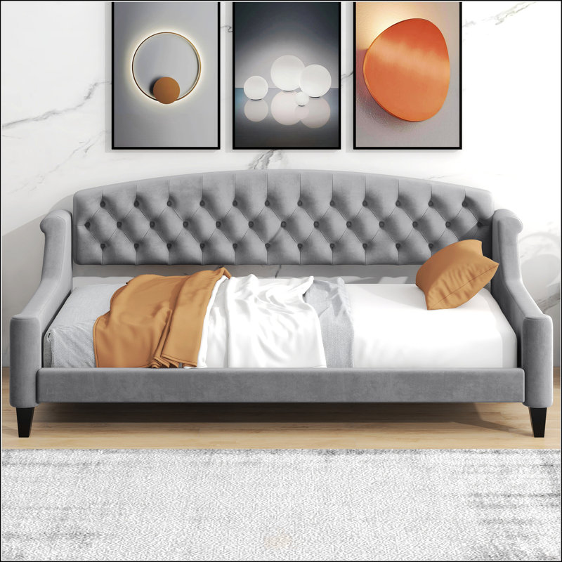 Modern Luxury Tufted Button Daybed, Gray, Twin