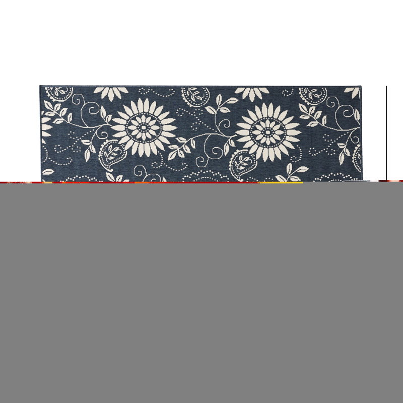 Tapis d'extérieur, 5,25 pi x 7 pi, bleu botanique, polypropylène, tissé à la machine, poils de 0,16 po d'épaisseur