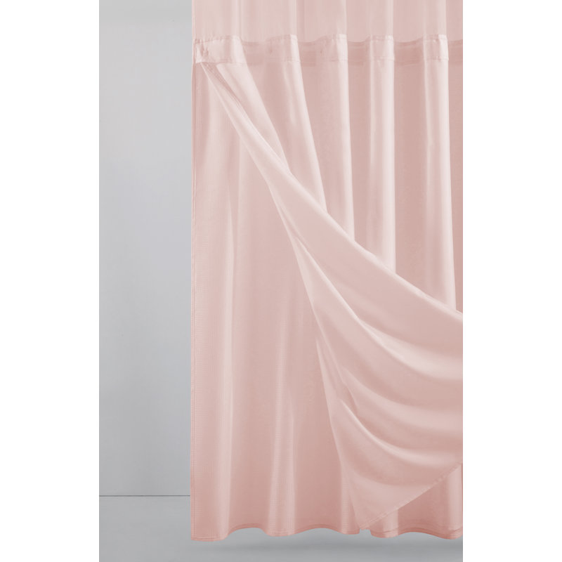 2 Piece Solid Color Shower Curtain Set, Pink