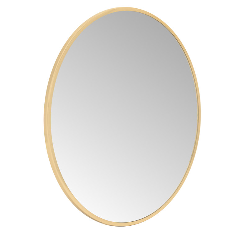 Adelina 30-Inch Round Metal Wall Mirror, Gold