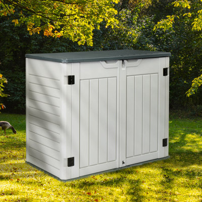 Winado 50.2 " W 260 Gallons Water Resistant Polyethylene Plastic Lockable Cabinet Deck Box in White and Gray