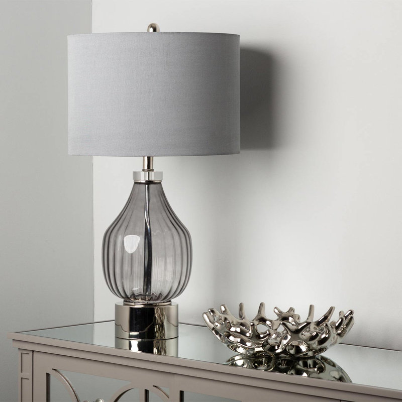 Abby-May 73.5cm Tall Table Lamp for Bedroom Furniture, Bedside Buffet Lamp with Glass Base