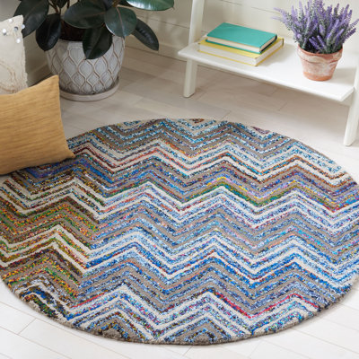 Airionna Hand Tufted Wool/Cotton Chevron Rug in Brown/Beige