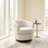 Boucle Swivel Barrel Accent Chair with Wood Base, Fully Assembled-441145631