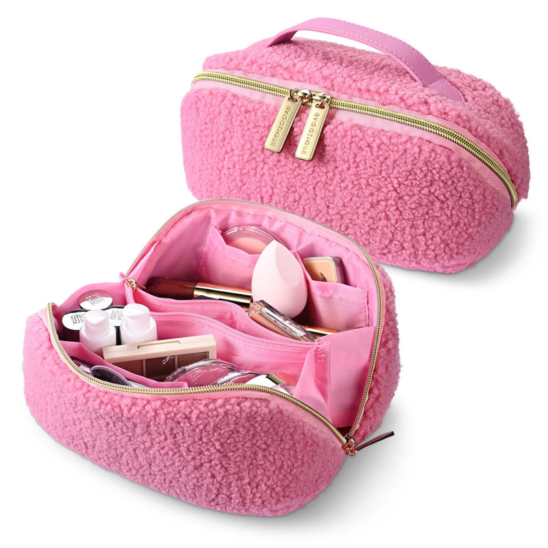 Organisateur de maquillage en flanelle Athulya, Rose