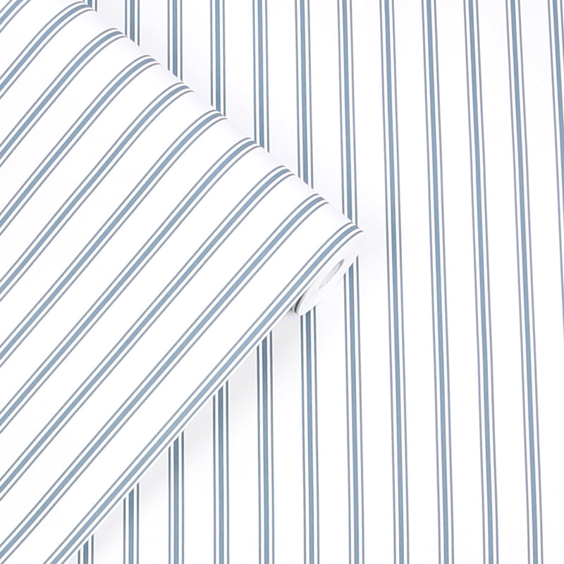 Laura Ashley Farnworth Stripe Smoke Blue Wallpaper