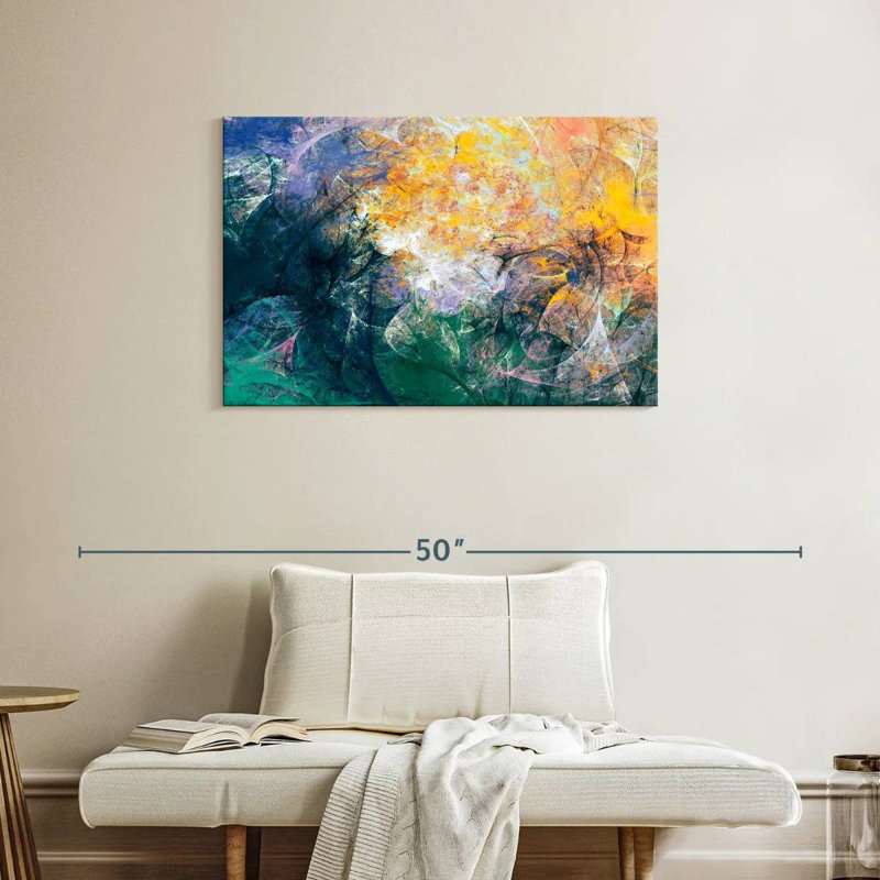 Abstrait artistique vert Avery, H 24 po x l 36 po