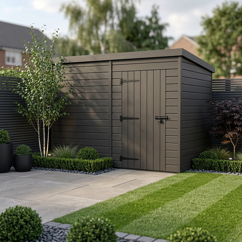 Total Sheds 10ft x 10ft Composite Pent Garden Shed - Single Door - No Windows - EPDM Rubber Roof - UK Manufactured
