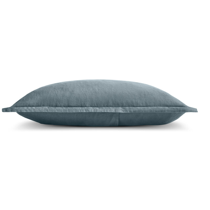 Stone Washed Linen Duvet Cover, Queen Duvet Cover + 2 Queen Shams, Gray Blue