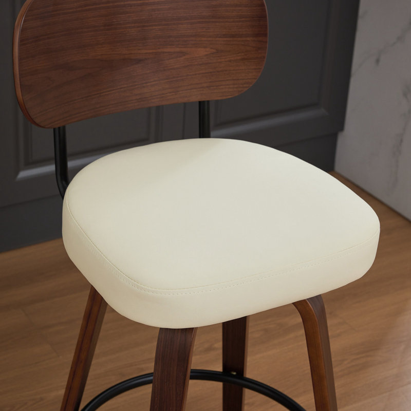 Ensemble de 2 tabourets de bar pivotants en similicuir, Beige