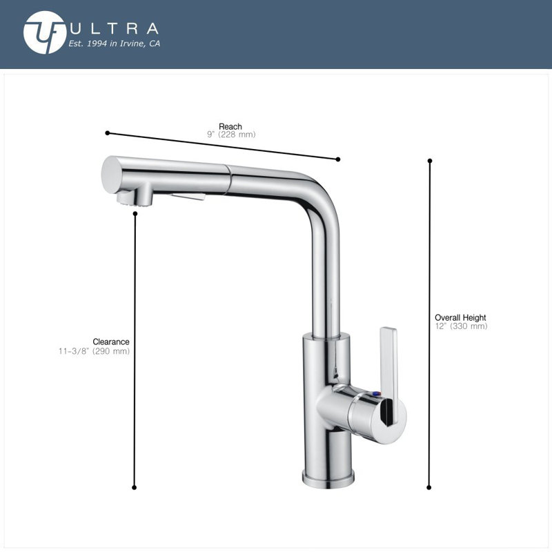 Hena Collection 1-Hole Installation Single Handle Kitchen Faucet with Pull Out Spout Sprayer - Oil Rubbed Bronze