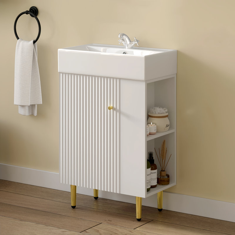 Meuble-lavabo simple 21,6 po avec comptoir en céramique