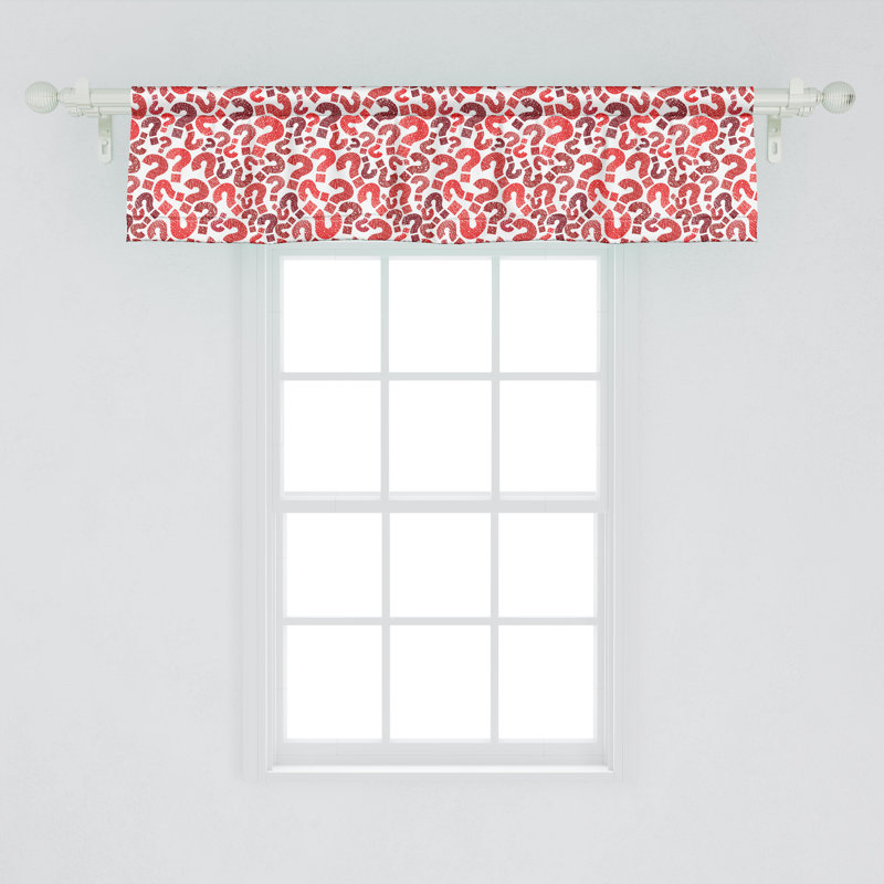 Ambesonne Sketchy Valance Pack of 2 Question Marks Pattern 54" Vermilion Ruby, 54" W x 12" L
