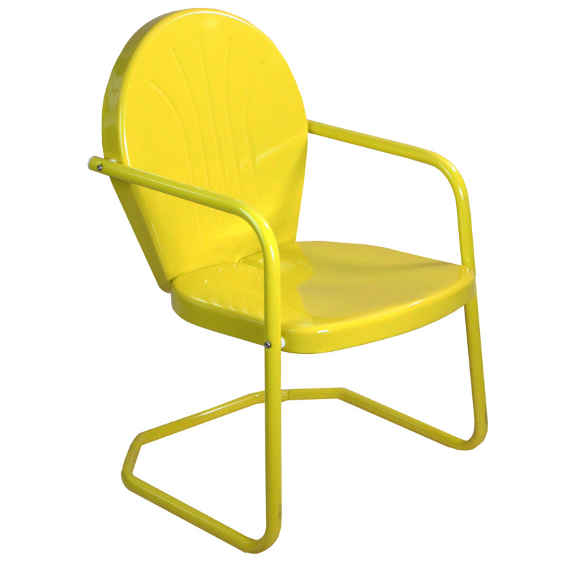 Fauteuil tulipe rétro d'extérieur 34 pouces, Jaune