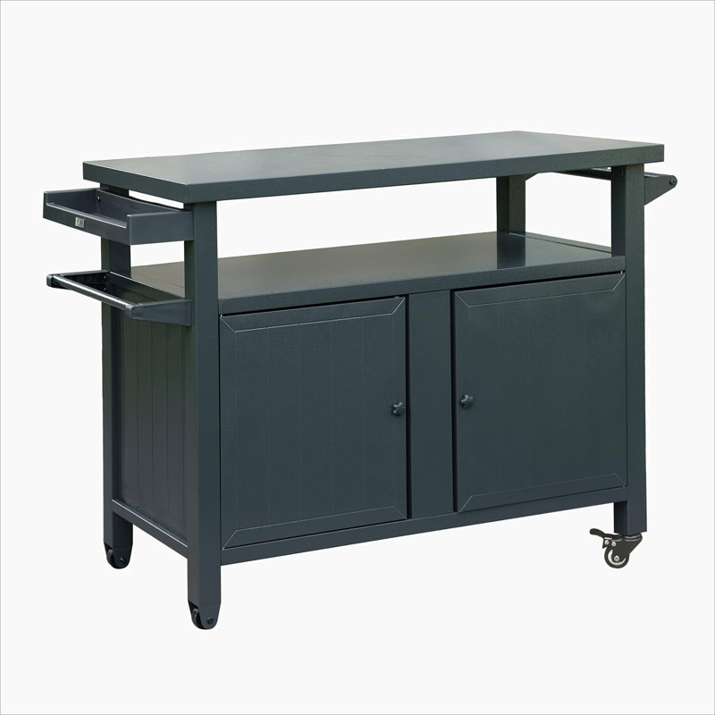 Armoire de rangement pour barbecue avec roulettes, gris