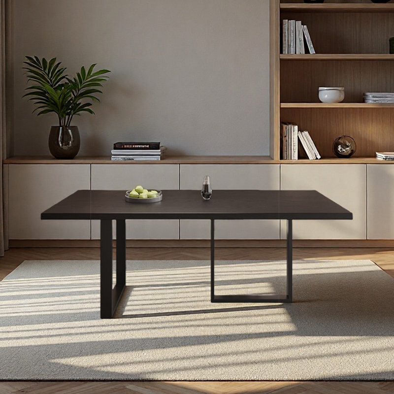 Table d'étude minimaliste en bois massif noir pour la maison, H 29,53 po x l 62,99 po x P 31,5 po