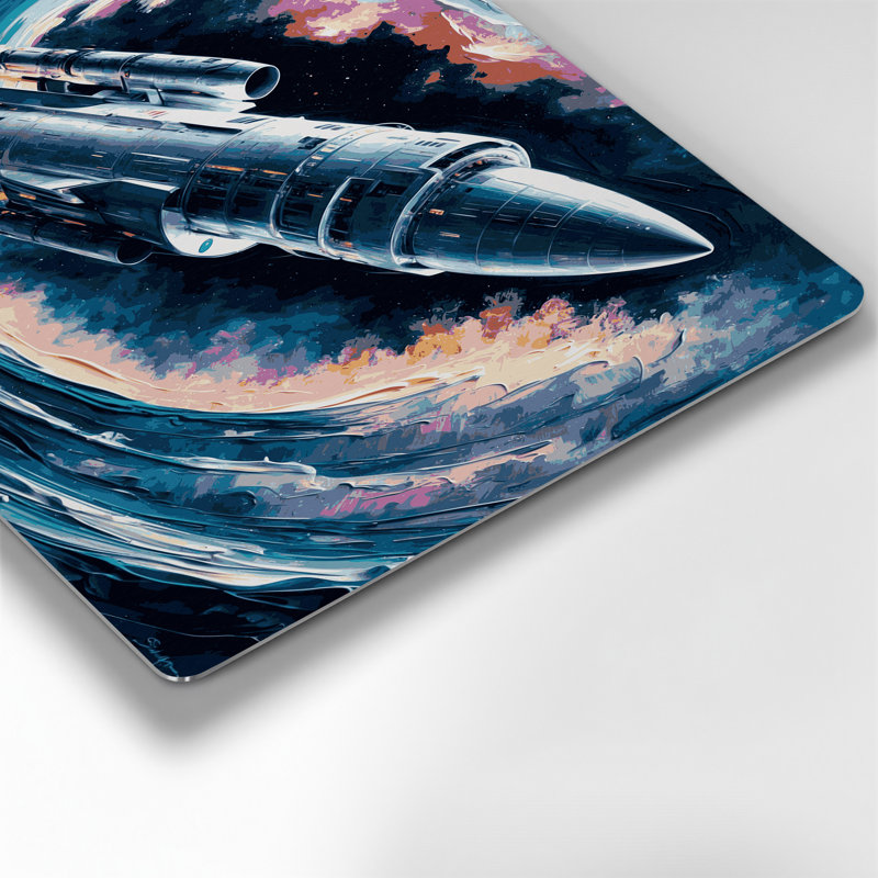 «Space SpaceX Starship concepts», art mural en métal bleu