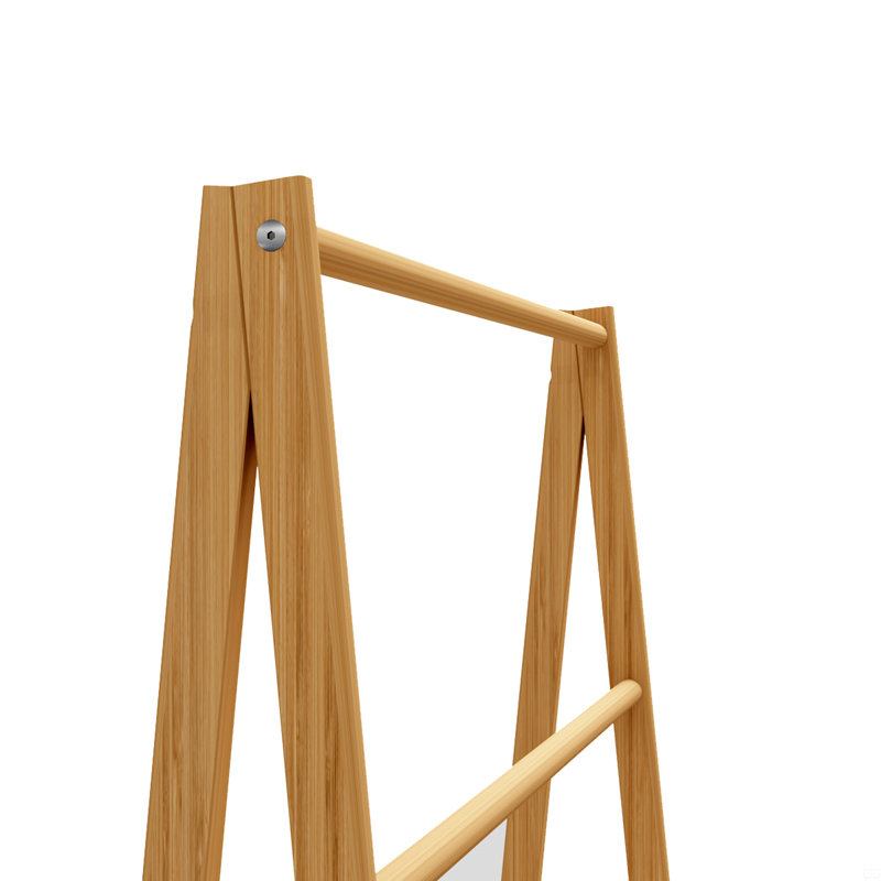 Bamboo Ladder Towel Rack With Storage Shelf