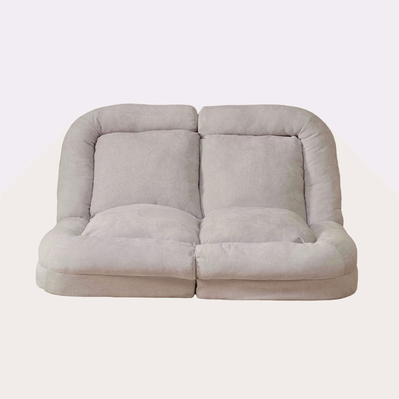 Le canapé-lit double convertible pliable est la partie droite du produit complet., Tissu blanc