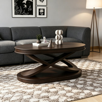 Table basse ovale en bois 44 pouces avec base en forme de X