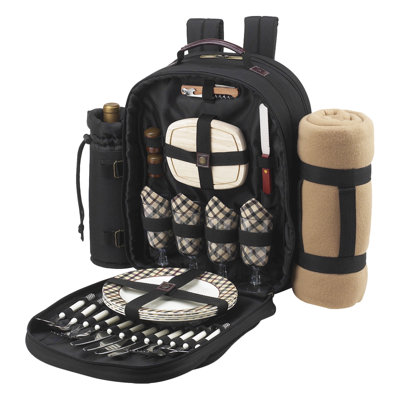 Insulated Picnic Backpack, Service for 4