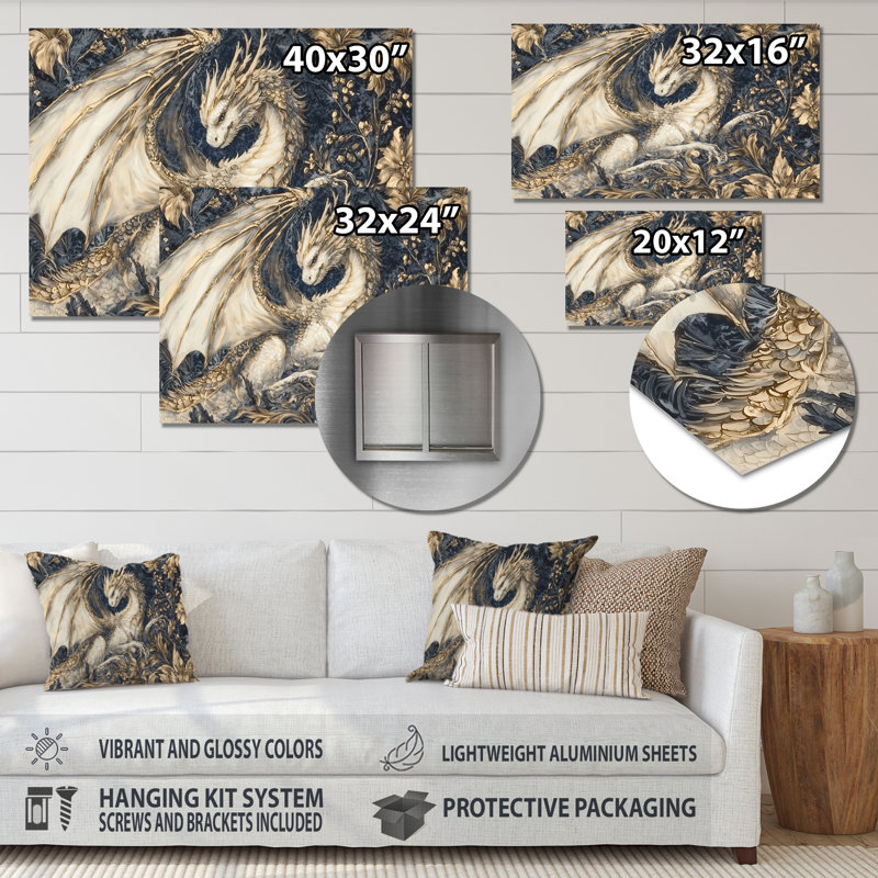 Majestic Dragon Lair - Dragons, impression murale sur métal, H 34 po x l 44 po