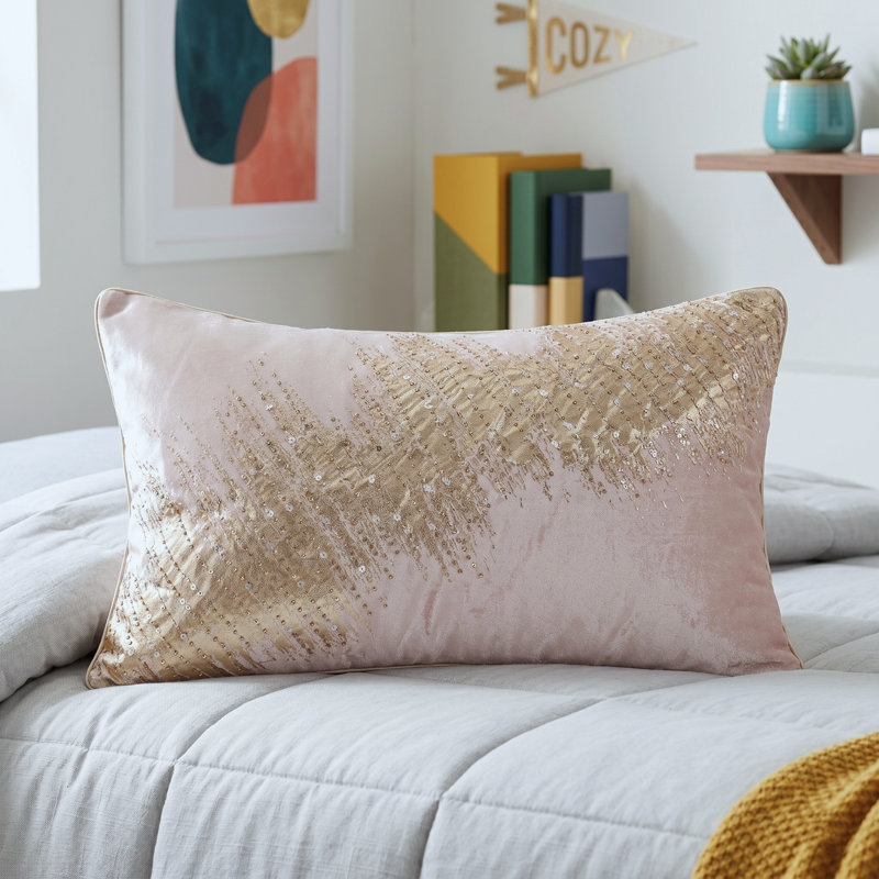 Housse de coussin en polyester à paillettes, Or / or rosé, polyester