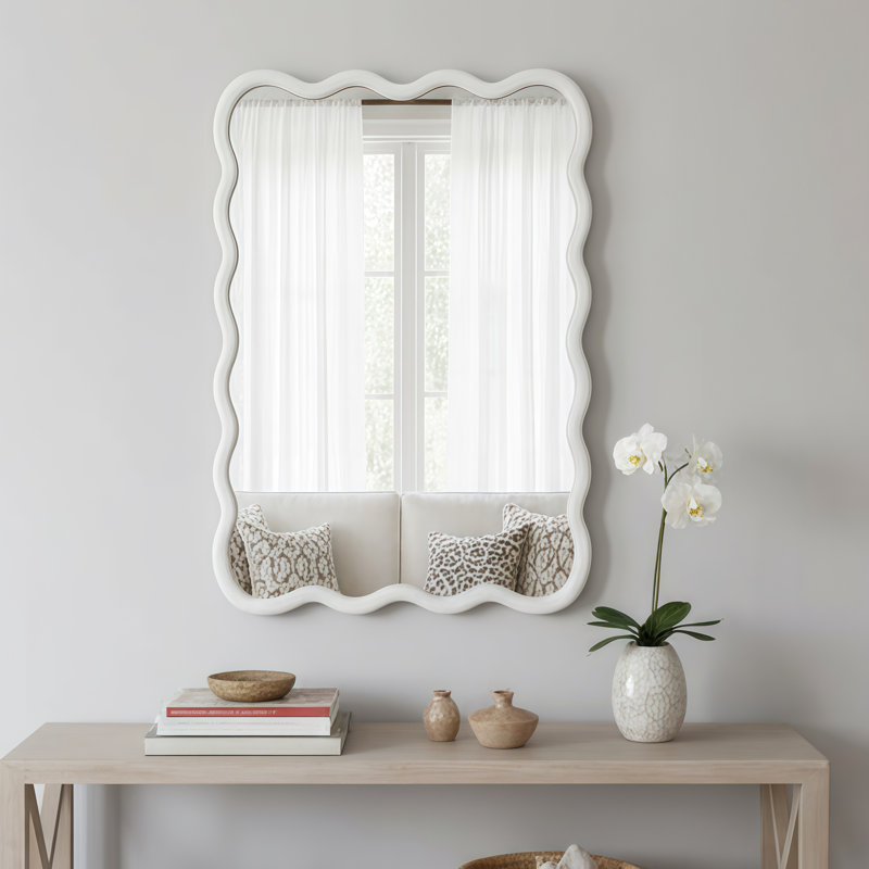 Miroir décoratif Wavy, Blanc, H 24 po x l 36 po