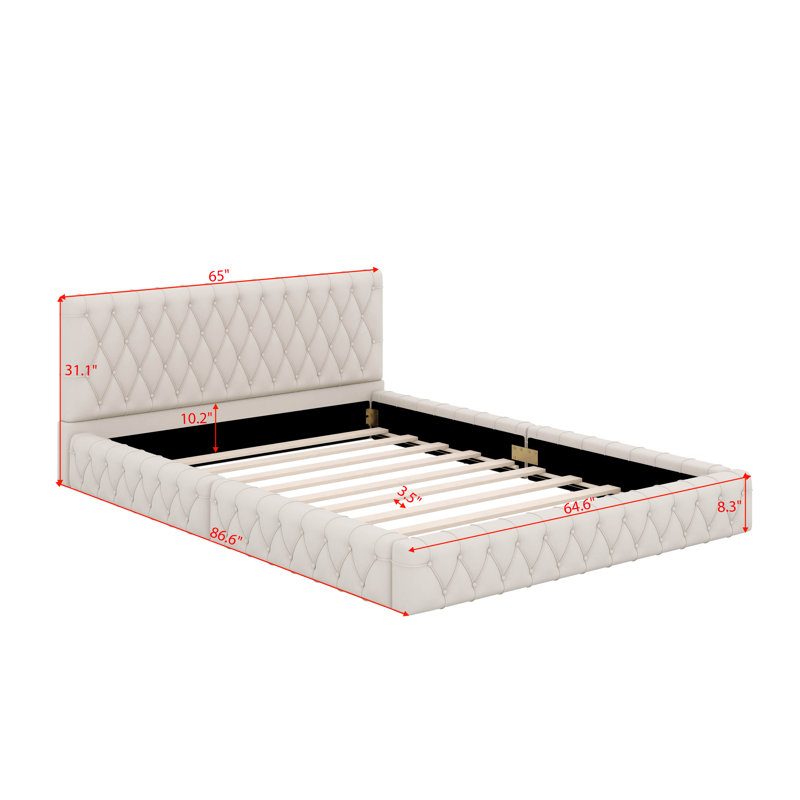Ensemble de chambre à coucher 2 pièces avec grand lit avec repose-pieds rectangulaire Hirotoshi, Blanc