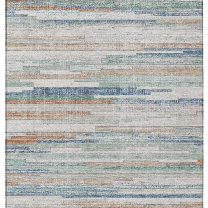 Tapis intérieur / extérieur 3 pi x 5 pi à rayures turquoise lavable